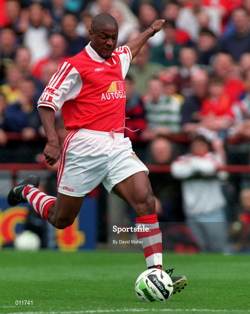 31 July 1998; Leon Braithwaite of St. Patrick's Athletic during the Carlsberg Trophy match between St. Patrick's Athletic and Liverpool at Lansdowne Road in Dublin. Photo by David Maher/Sportsfile