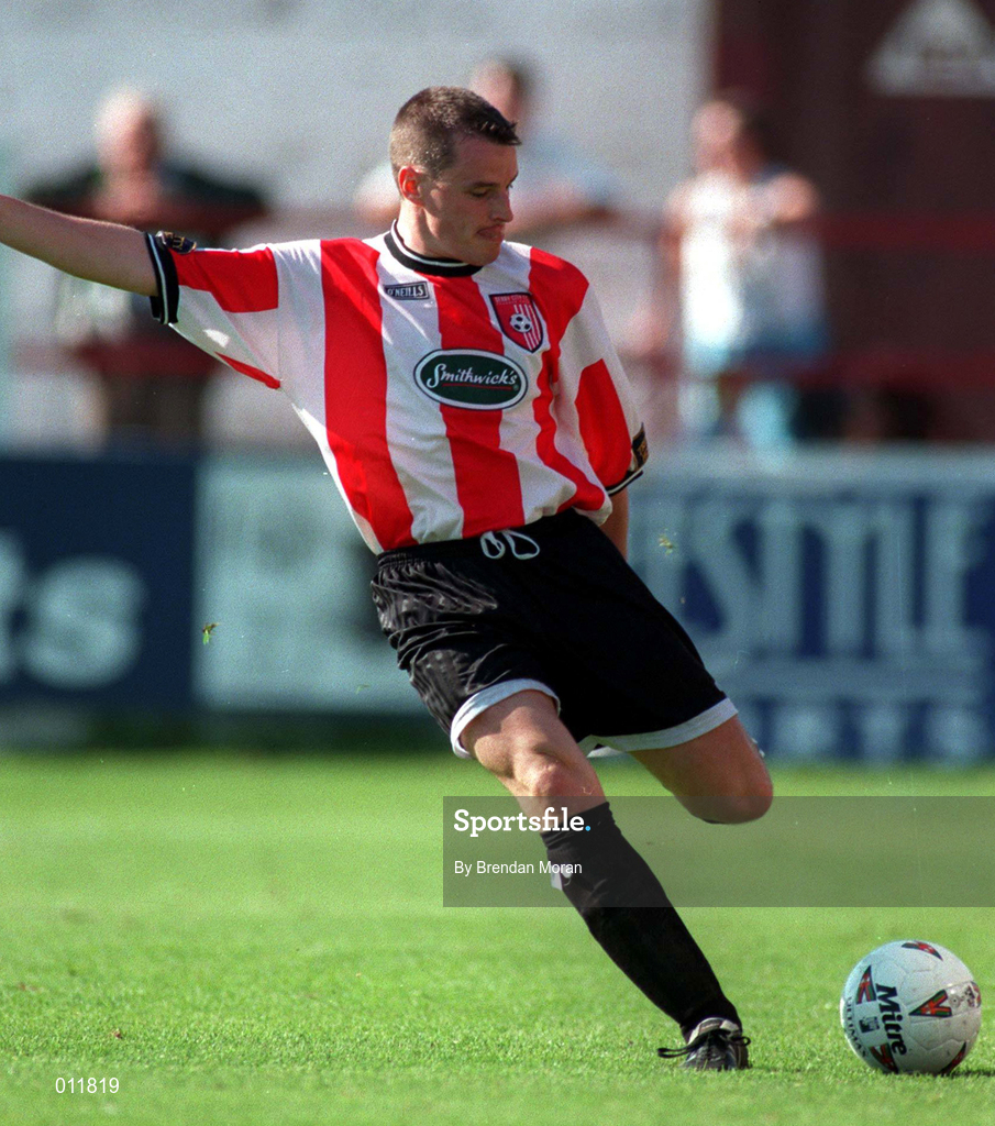 20 September 1998; Michael Kelly of Derry City during the Harp Lager National League Premier Division match between Shamrock Rovers and Derry City at Tolka Park in Dublin. Photo by Brendan Moran/Sportsfile