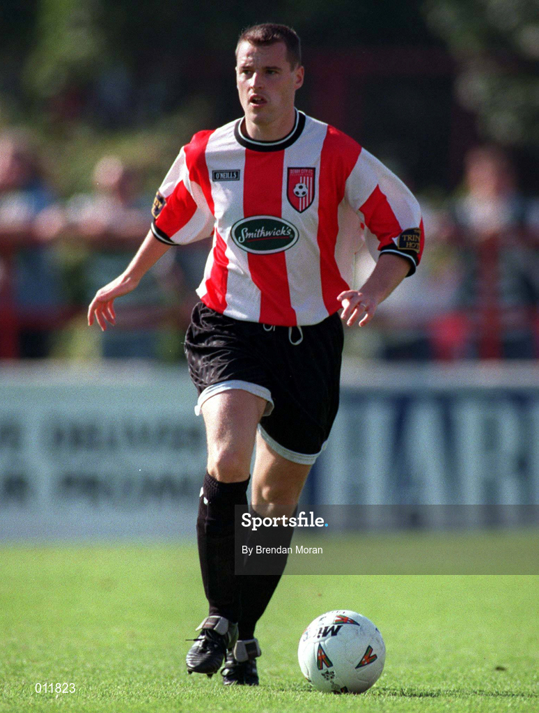 20 September 1998; Michael Kelly of Derry City during the Harp Lager National League Premier Division match between Shamrock Rovers and Derry City at Tolka Park in Dublin. Photo by Brendan Moran/Sportsfile