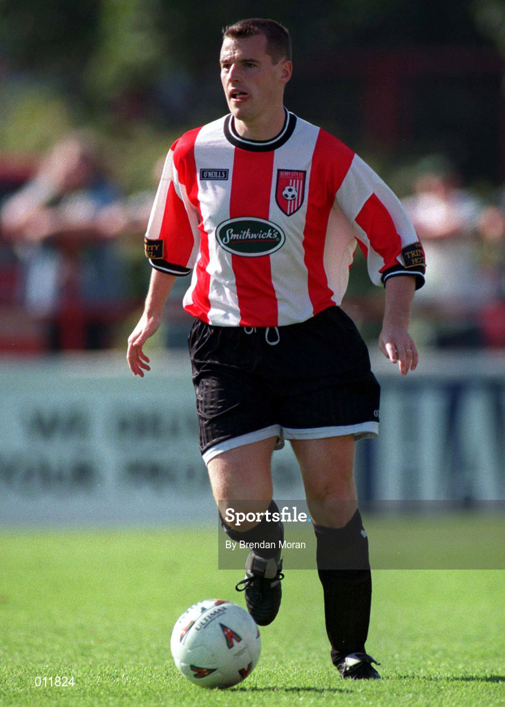 20 September 1998; Michael Kelly of Derry City during the Harp Lager National League Premier Division match between Shamrock Rovers and Derry City at Tolka Park in Dublin. Photo by Brendan Moran/Sportsfile