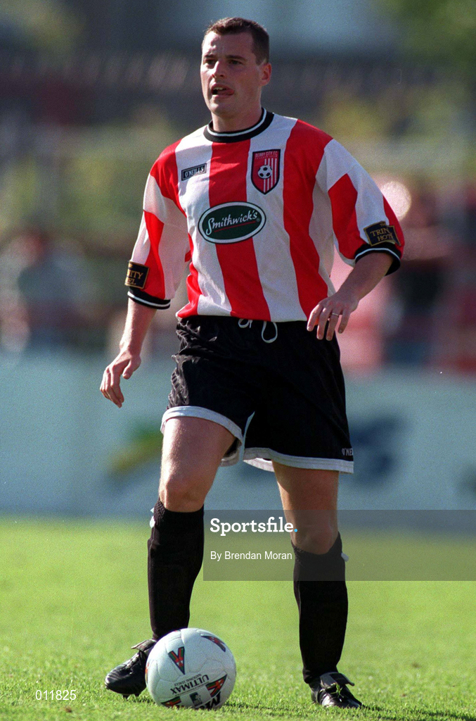 20 September 1998; Michael Kelly of Derry City during the Harp Lager National League Premier Division match between Shamrock Rovers and Derry City at Tolka Park in Dublin. Photo by Brendan Moran/Sportsfile