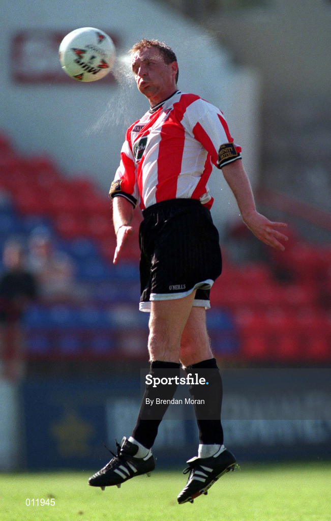 20 September 1998; Paul Curran of Derry City during the Harp Lager National League Premier Division match between Shamrock Rovers and Derry City at Tolka Park in Dublin. Photo by Brendan Moran/Sportsfile
