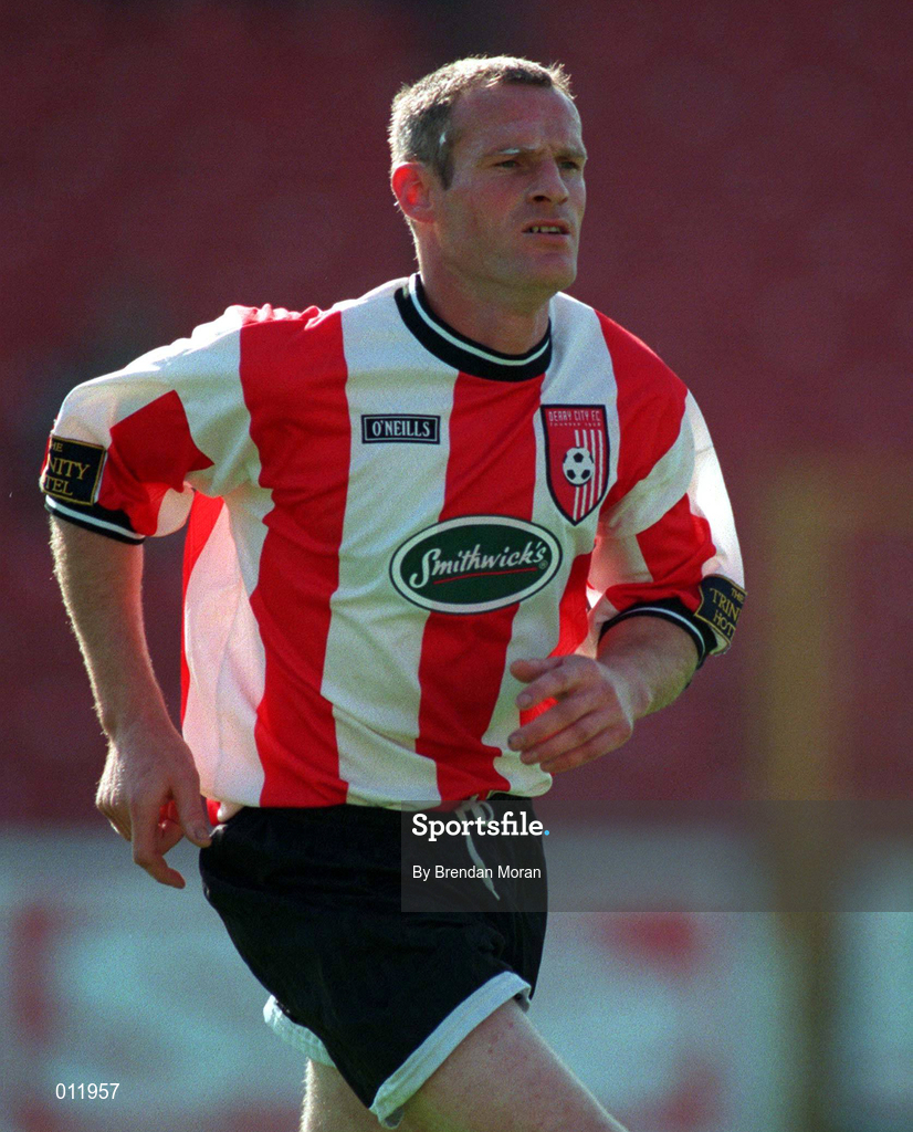 20 September 1998; Paul Hegarty of Derry City during the Harp Lager National League Premier Division match between Shamrock Rovers and Derry City at Tolka Park in Dublin. Photo by Brendan Moran/Sportsfile