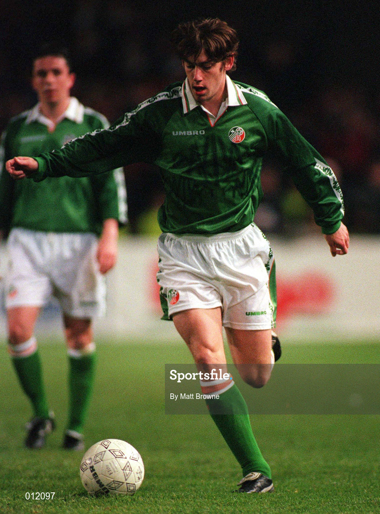 22 April 1998; Rory Delap of Republic of Ireland during the International Friendly between Republic of Ireland and Argentina at Lansdowne Road in Dublin. Photo by Matt Browne/Sportsfile
