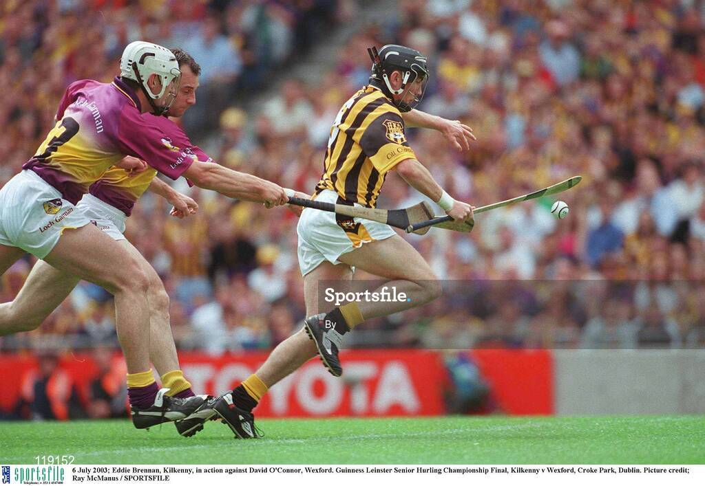 6 July 2003; Eddie Brennan, Kilkenny, in action against David O'Connor, Wexford. Guinness Leinster Senior Hurling Championship Final, Kilkenny v Wexford, Croke Park, Dublin. Picture credit; Ray McManus / SPORTSFILE