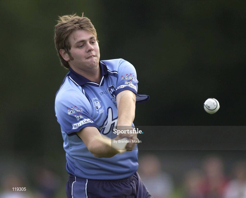 26 July 2003; Westlife singer Bryan McFadden playing for Dublin against Galway. Aoife McGrane - King Benefit match, Dublin v Galway Minor Hurling teams of 1983, St Vincent's GAA Club Grounds, Marino, Dublin. Picture credit; Brendan Moran / SPORTSFILE *EDI*