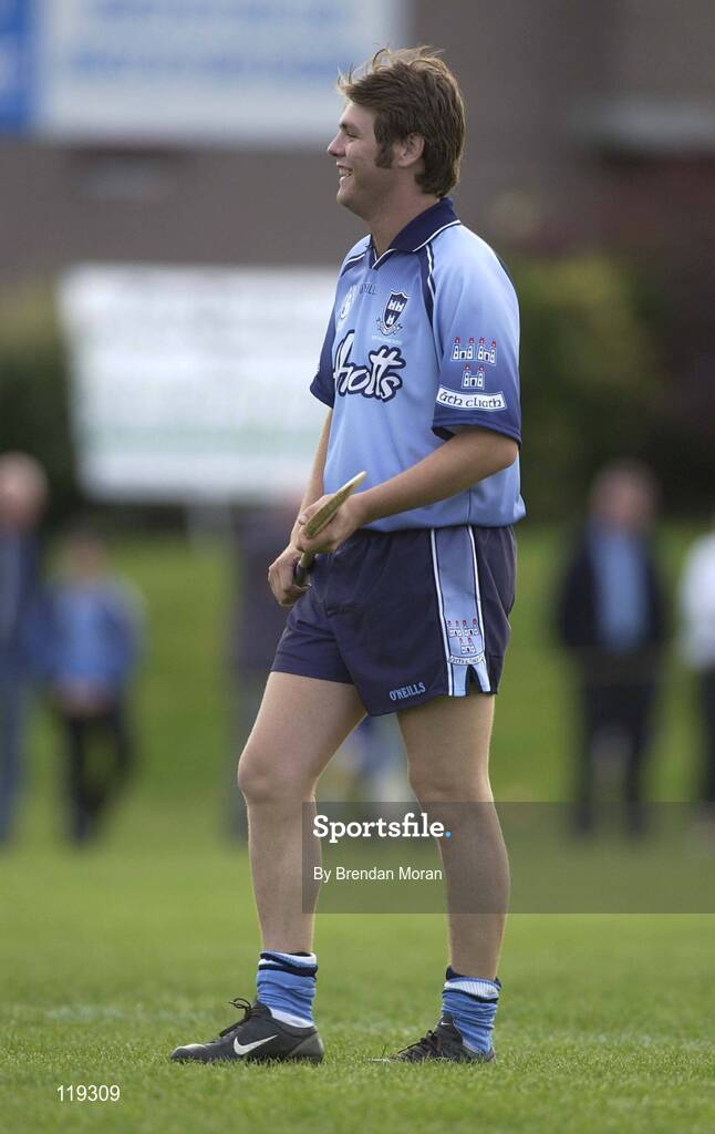 26 July 2003; Westlife singer Bryan McFadden playing for Dublin against Galway. Aoife McGrane - King Benefit match, Dublin v Galway Minor Hurling teams of 1983, St Vincent's GAA Club Grounds, Marino, Dublin. Picture credit; Brendan Moran / SPORTSFILE *EDI*