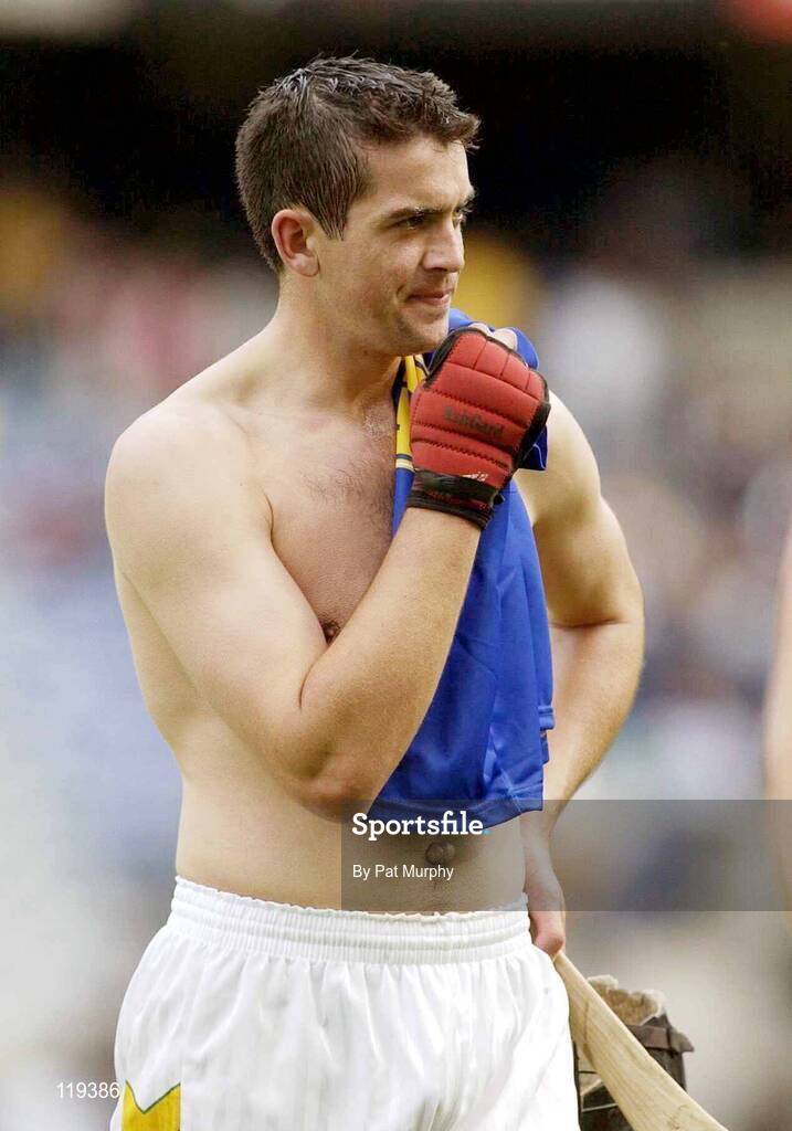 27 July 2003; Offaly captain Gary Hannify shows his dissapointment after his side's defeat during the Guinness All-Ireland Senior Hurling Championship Quarter Final match between Offaly and Tipperary at Croke Park in Dublin. Photo by Pat Murphy/Sportsfile