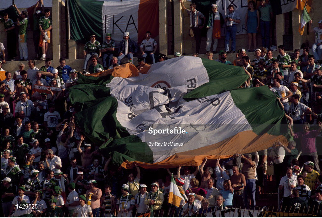 15 November 1989; Republic of Ireland supporters during the FIFA World Cup Qualifying match between Matla and Republic of Ireland at the Ta'Qali Stadium in Valetta, Malta. Photo by Ray McManus/Sportsfile