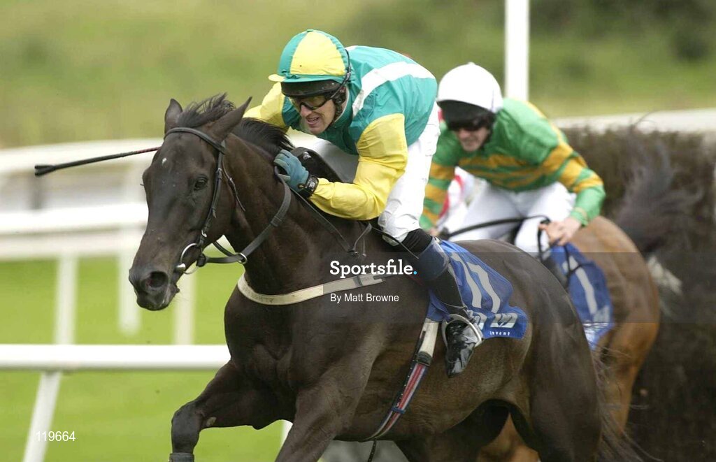 30 July 2003; Nearly A Moose, with Robert Power up, on theirway to winning the Hewlett-Packard Galway Plate after clearing the last. Galway Racing Festival, Ballybrit, Galway. Picture credit; Matt Browne / SPORTSFILE *EDI*