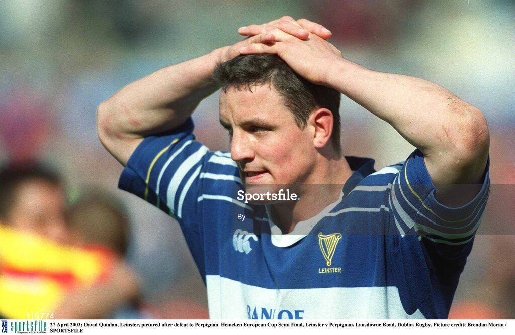27 April 2003; David Quinlan, Leinster, pictured after defeat to Perpignan. Heineken European Cup Semi Final, Leinster v Perpignan, Lansdowne Road, Dublin. Rugby. Picture credit; Brendan Moran / SPORTSFILE