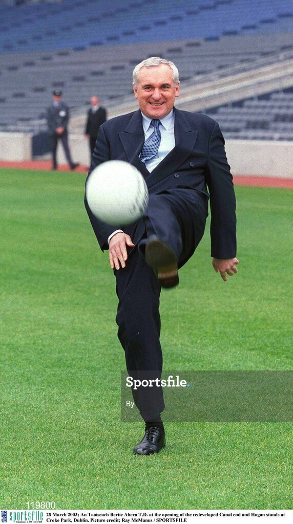 28 March 2003; An Taoiseach Bertie Ahern T.D. at the opening of the redeveloped Canal end and Hogan stands at Croke Park, Dublin. Picture credit; Ray McManus / SPORTSFILE