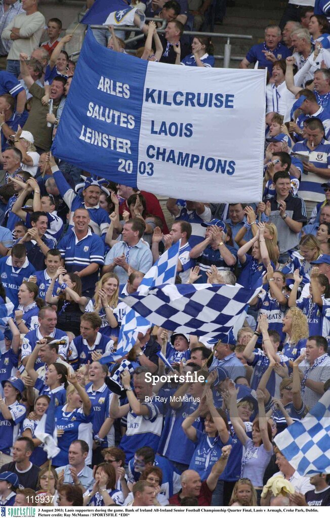 3 August 2003; Laois supporters during the Bank of Ireland All-Ireland Senior Football Championship Quarter Final between Laois and Armagh at Croke Park in Dublin. Photo by Ray McManus/Sportsfile