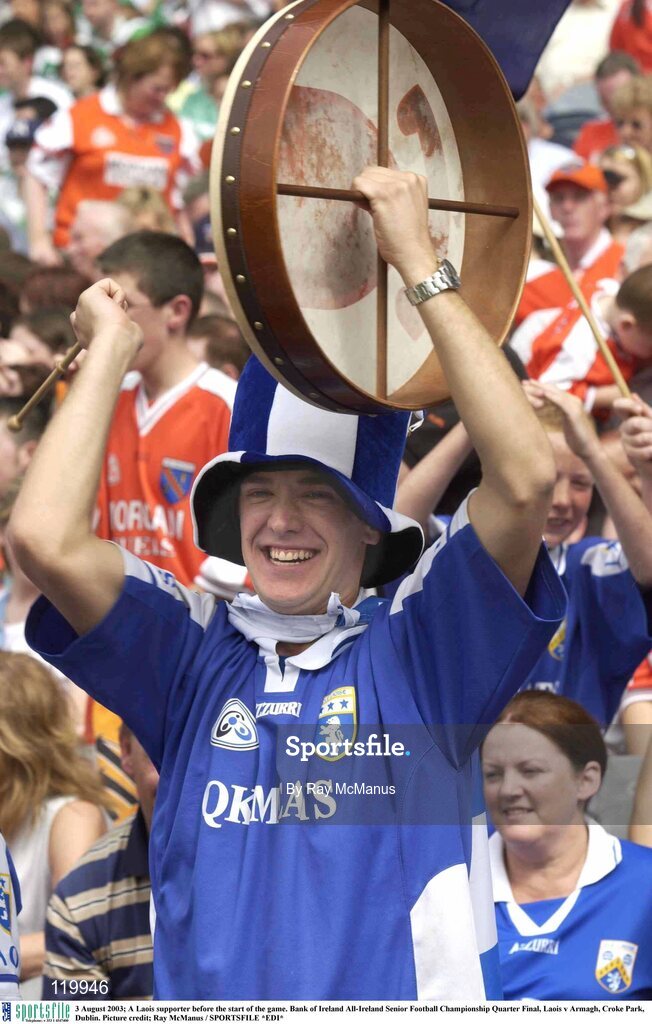 3 August 2003; A Laois supporter before the start of the Bank of Ireland All-Ireland Senior Football Championship Quarter Final between Laois and Armagh at Croke Park in Dublin. Photo by Ray McManus/Sportsfile