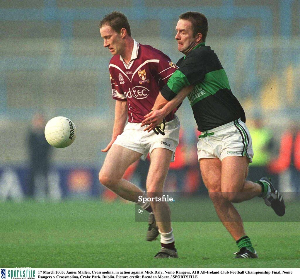 17 March 2003; James Mallen, Crossmolina, in action against Mick Daly, Nemo Rangers. AIB All-Ireland Club Football Championship Final, Nemo Rangers v Crossmolina, Croke Park, Dublin. Picture credit; Brendan Moran / SPORTSFILE