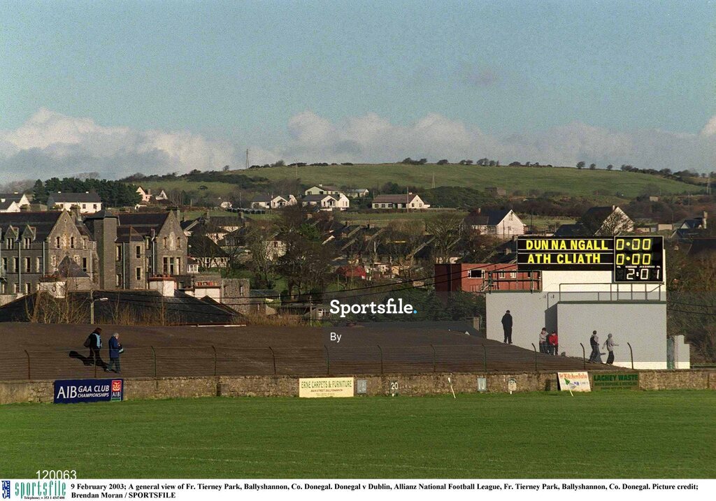 9 February 2003; A general view of Fr. Tierney Park, Ballyshannon, Co. Donegal. Donegal v Dublin, Allianz National Football League, Fr. Tierney Park, Ballyshannon, Co. Donegal. Picture credit; Brendan Moran / SPORTSFILE