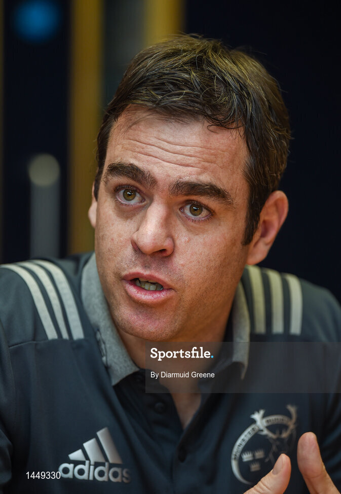 5 February 2018; Head coach Johann van Graan during a Munster Rugby press conference at the University of Limerick in Limerick. Photo by Diarmuid Greene/Sportsfile