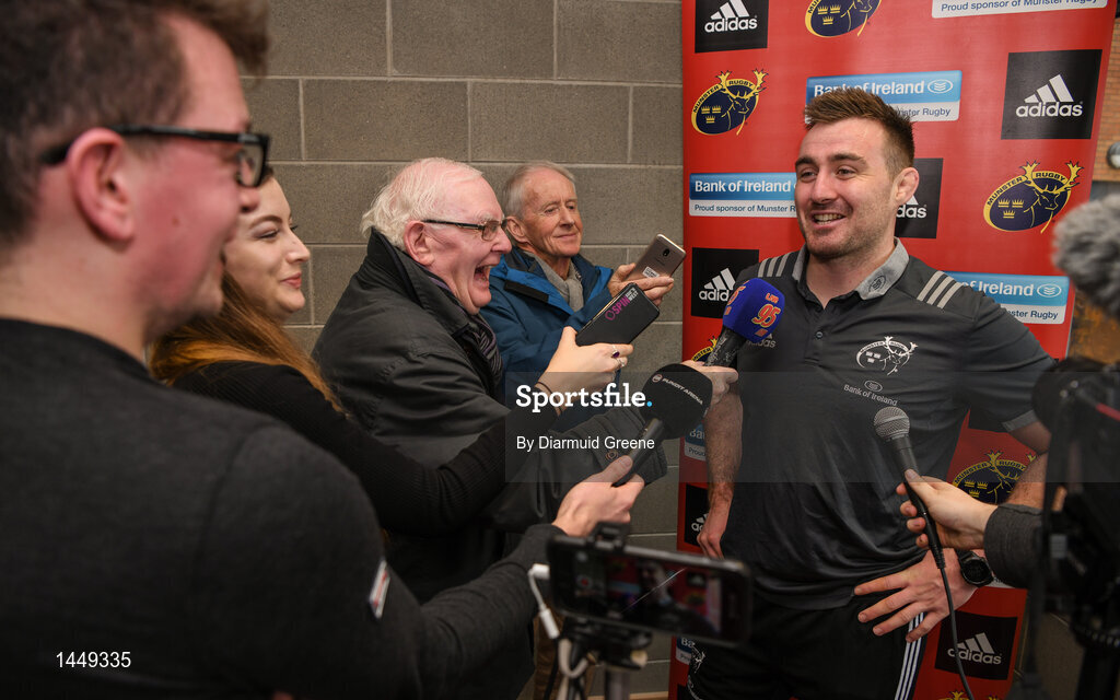 5 February 2018; Niall Scannell speaks to reporters during a Munster Rugby press conference at the University of Limerick in Limerick. Photo by Diarmuid Greene/Sportsfile