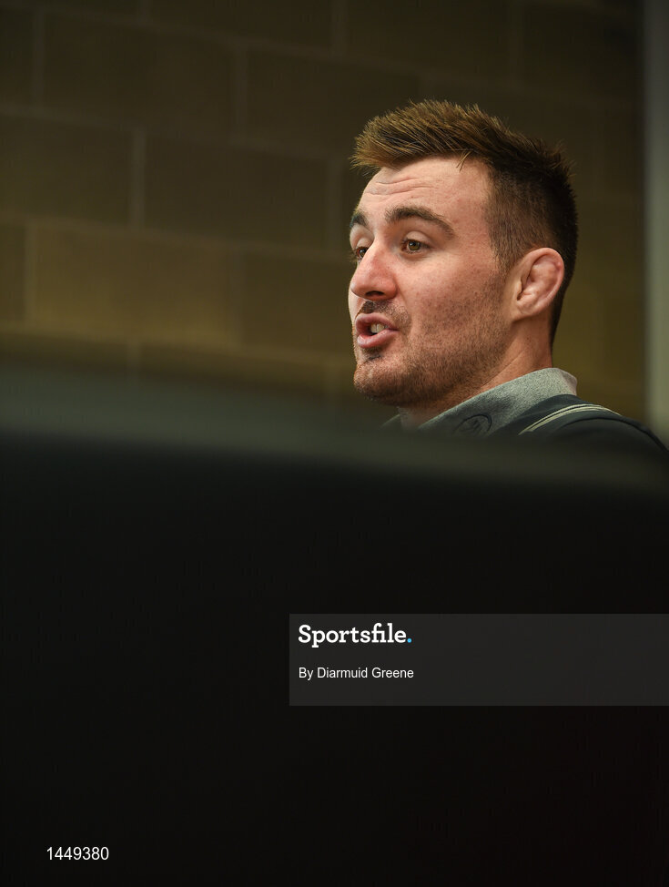 5 February 2018; Niall Scannell during a Munster Rugby press conference at the University of Limerick in Limerick. Photo by Diarmuid Greene/Sportsfile