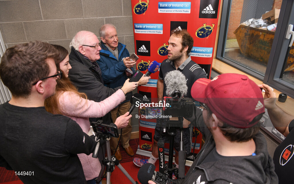 5 February 2018; Duncan Williams speaks to reporters during a Munster Rugby press conference at the University of Limerick in Limerick. Photo by Diarmuid Greene/Sportsfile