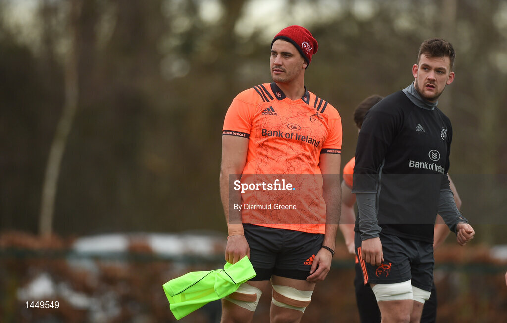 5 February 2018; Gerbrandt Grobler and Sean McCarthy during Munster Rugby squad training at the University of Limerick in Limerick. Photo by Diarmuid Greene/Sportsfile