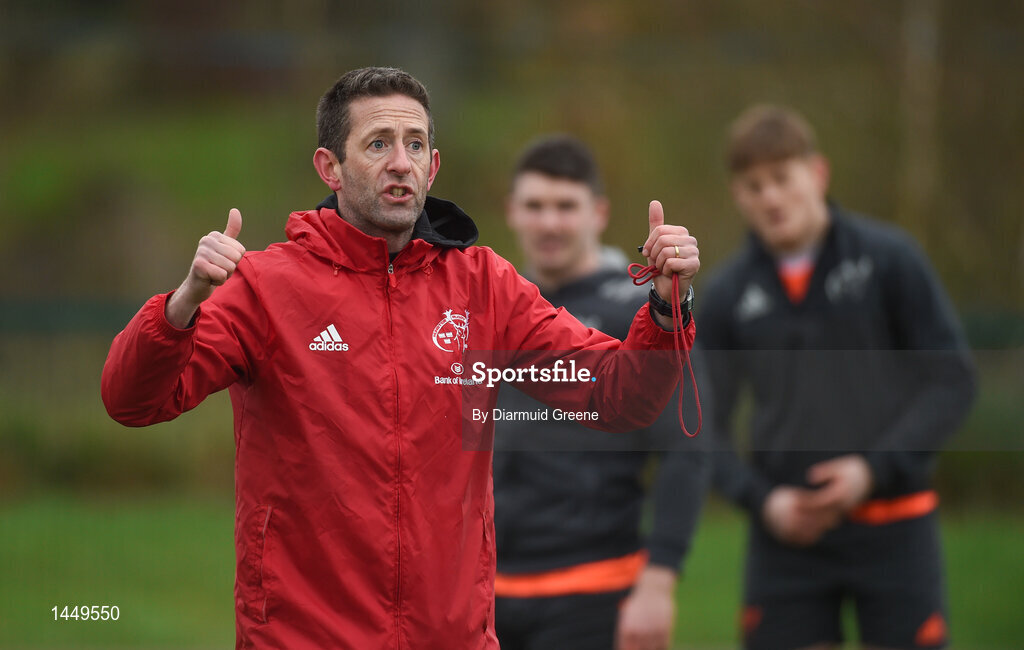 5 February 2018; Strength and conditioning coach Aidan O'Connell during Munster Rugby squad training at the University of Limerick in Limerick. Photo by Diarmuid Greene/Sportsfile
