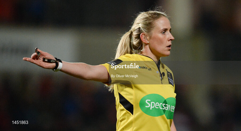 9 February 2018; Referee Joy Neville during the Guinness PRO14 Round 14 match between Ulster and Southern Kings at Kingspan Stadium in Belfast. Photo by Oliver McVeigh/Sportsfile
