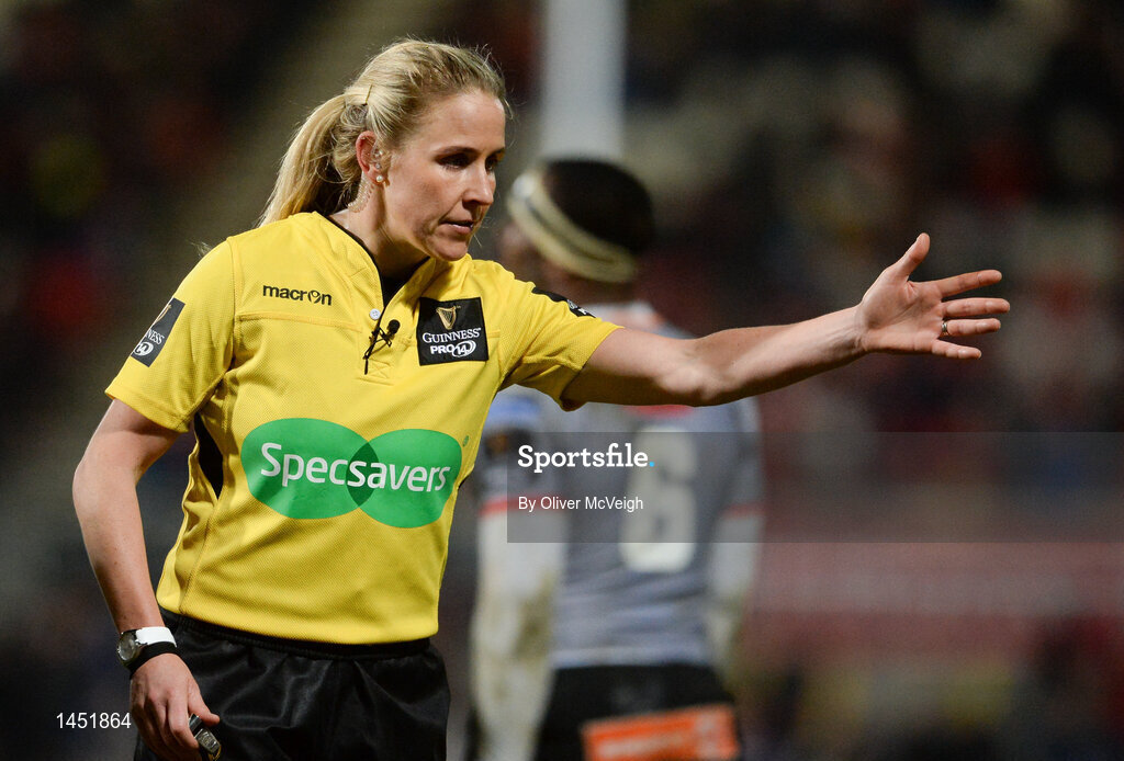 9 February 2018; Referee Joy Neville during the Guinness PRO14 Round 14 match between Ulster and Southern Kings at Kingspan Stadium in Belfast. Photo by Oliver McVeigh/Sportsfile