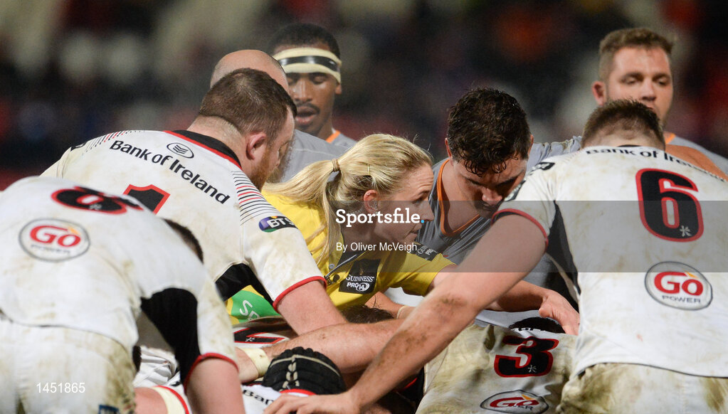 9 February 2018; Referee Joy Neville during the Guinness PRO14 Round 14 match between Ulster and Southern Kings at Kingspan Stadium in Belfast. Photo by Oliver McVeigh/Sportsfile