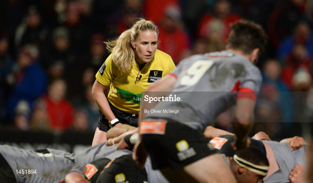 9 February 2018; Referee Joy Neville during the Guinness PRO14 Round 14 match between Ulster and Southern Kings at Kingspan Stadium in Belfast. Photo by Oliver McVeigh/Sportsfile