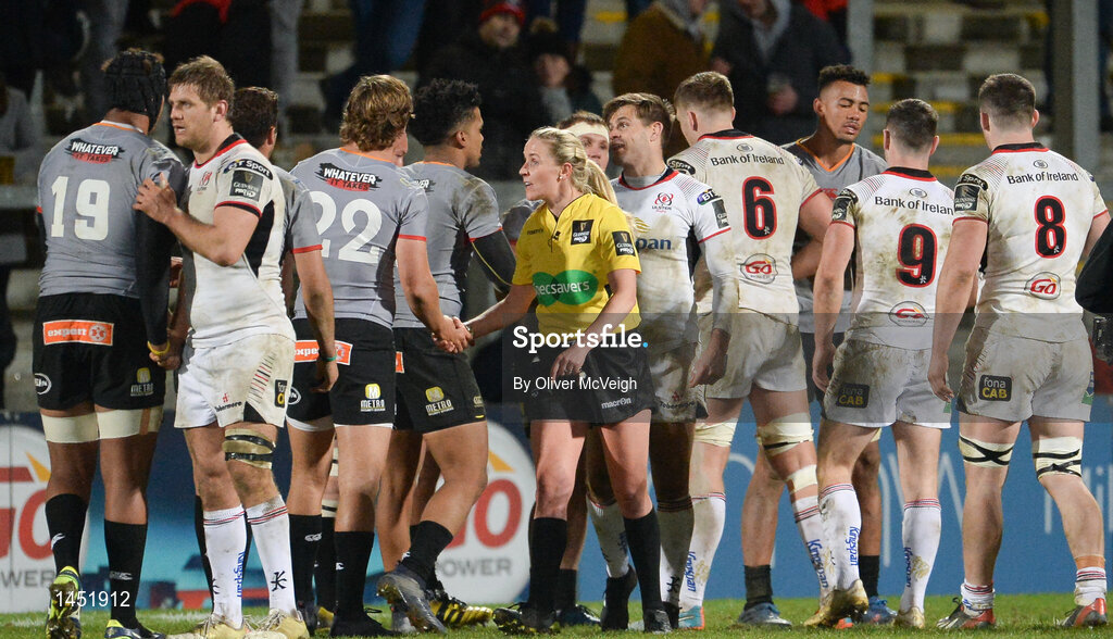 9 February 2018; Referee Joy Neville after the Guinness PRO14 Round 14 match between Ulster and Southern Kings at Kingspan Stadium in Belfast. Photo by Oliver McVeigh/Sportsfile