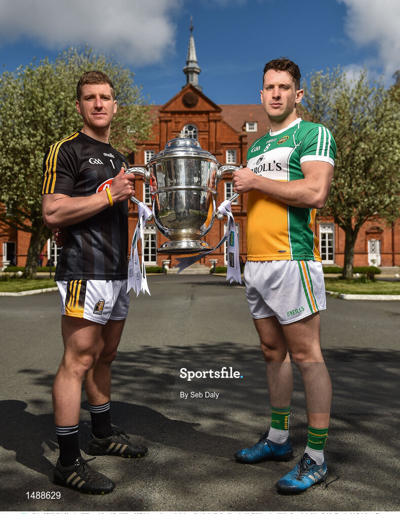 26 April 2018; Eoin Murphy of Kilkenny, left, and David King of Offaly in attendance at the Leinster GAA Senior Hurling Championship 2018 Launch, at McKee Barracks in Cabra, Dublin. Photo by Seb Daly/Sportsfile