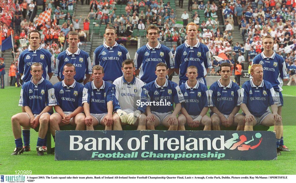 3 August 2003; The Laois squad take their team photo. Bank of Ireland All-Ireland Senior Football Championship Quarter Final, Laois v Armagh, Croke Park, Dublin. Picture credit; Ray McManus / SPORTSFILE *EDI*