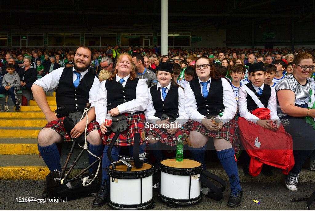 10 June 2018; The City Of Limerick Pipe band during the Munster GAA Hurling Senior Championship Round 4 match between Limerick and Waterford at the Gaelic Grounds in Limerick. Photo by Ramsey Cardy/Sportsfile