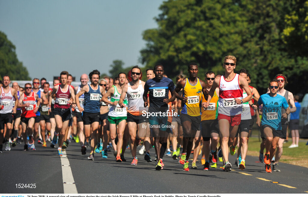 24 June 2018; A general view of competitors during the start the Irish Runner 5 Mile at Phoenix Park in Dublin. Photo by Tomás Greally/Sportsfile