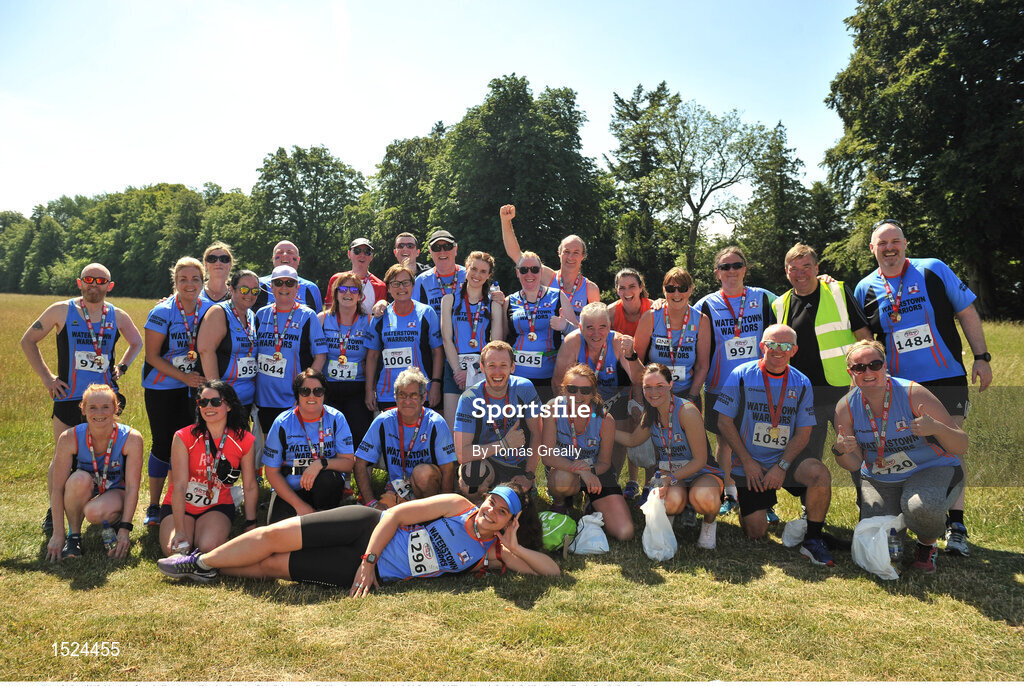 24 June 2018; Members from the Waterstown Warriors Running Club, Palmerstown, Dublin, after completing the Irish Runner 5 Mile at Phoenix Park in Dublin. Photo by Tomás Greally/Sportsfile