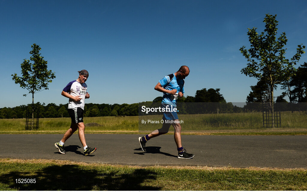 24 June 2018; Rory McGinley, left, and Matt Corbett competing during the Irish Runner 5 Mile at Phoenix Park in Dublin. Photo by Piaras Ó Mídheach/Sportsfile