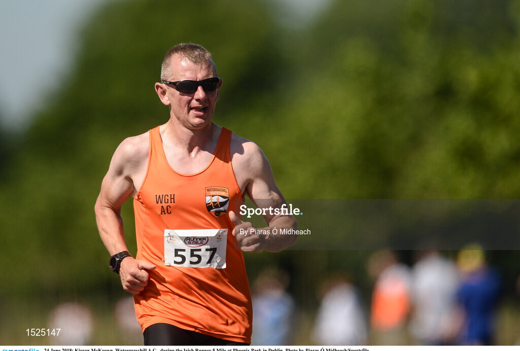 24 June 2018; Kieran McKeown, Watergrasshill A.C., during the Irish Runner 5 Mile at Phoenix Park in Dublin. Photo by Piaras Ó Mídheach/Sportsfile