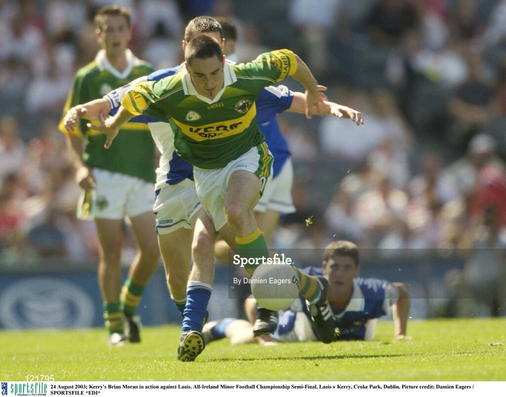 24 August 2003; Brian Moran of Kerry in action against Laois during the All-Ireland Minor Football Championship Semi-Final between Laois and Kerry at Croke Park, Dublin. Photo by Damien Eagers/Sportsfile
