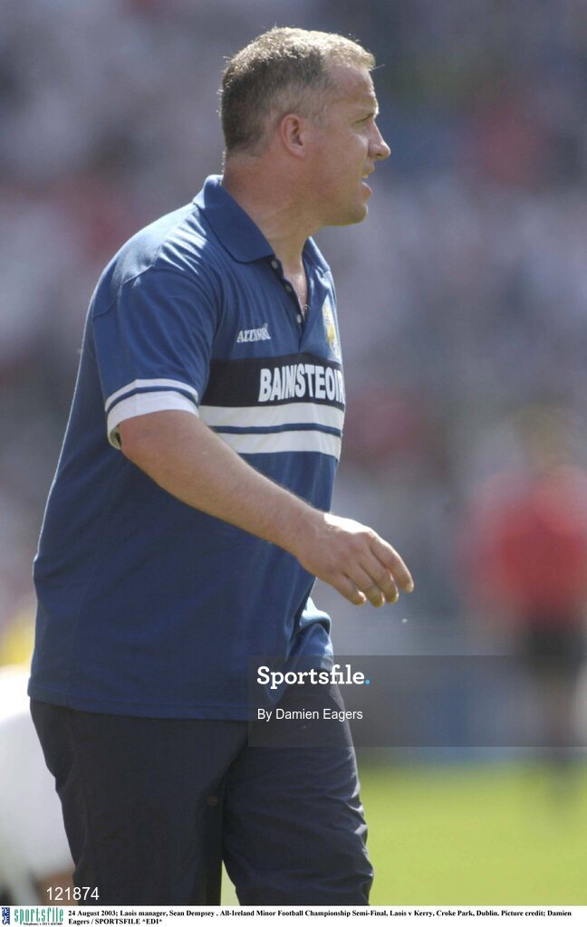 24 August 2003; Laois manager, Sean Dempsey during the All-Ireland Minor Football Championship Semi-Final between Laois and Kerry at Croke Park, Dublin. Photo by Damien Eagers/Sportsfile