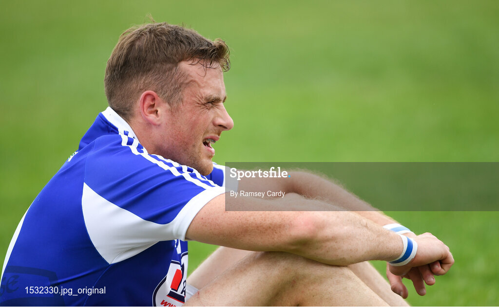 8 July 2018; Kieran Lillis of Laois at the final whistle of his side's defeat in the GAA Football All-Ireland Senior Championship Round 4 match between Laois and Monaghan at Páirc Tailteann in Navan, Co Meath. Photo by Ramsey Cardy/Sportsfile