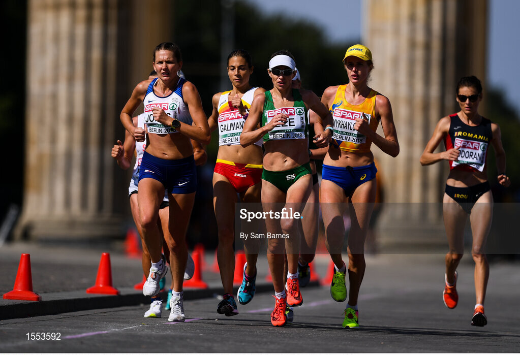 12 August 2018; Lizzie Lee of Ireland  passes the Brandenburg Gate whilst competing in the Women's Marathon event during Day 6 of the 2018 European Athletics Championships in Berlin, Germany. Photo by Sam Barnes/Sportsfile