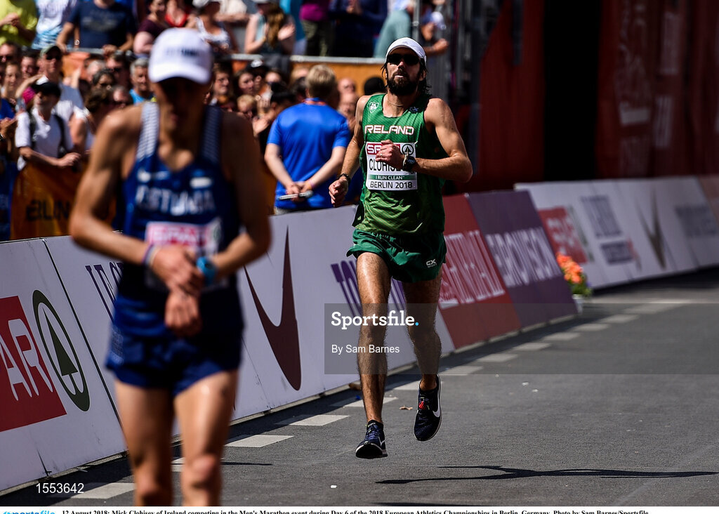 12 August 2018; Mick Clohisey of Ireland competing in the Men's Marathon event during Day 6 of the 2018 European Athletics Championships in Berlin, Germany. Photo by Sam Barnes/Sportsfile