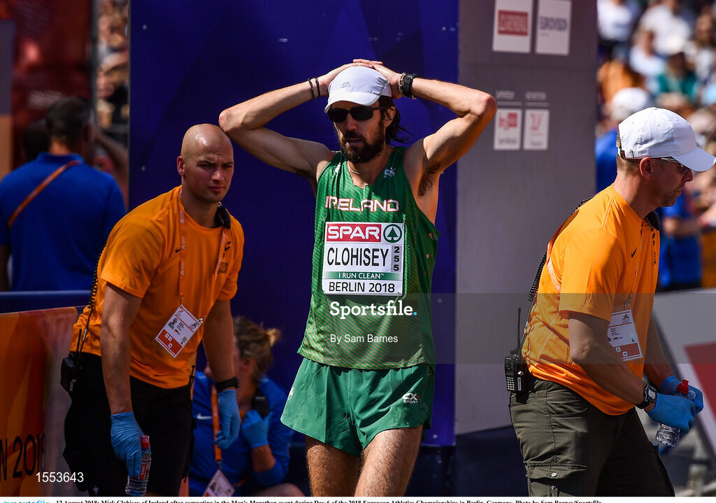 12 August 2018; Mick Clohisey of Ireland after competing in the Men's Marathon event during Day 6 of the 2018 European Athletics Championships in Berlin, Germany. Photo by Sam Barnes/Sportsfile