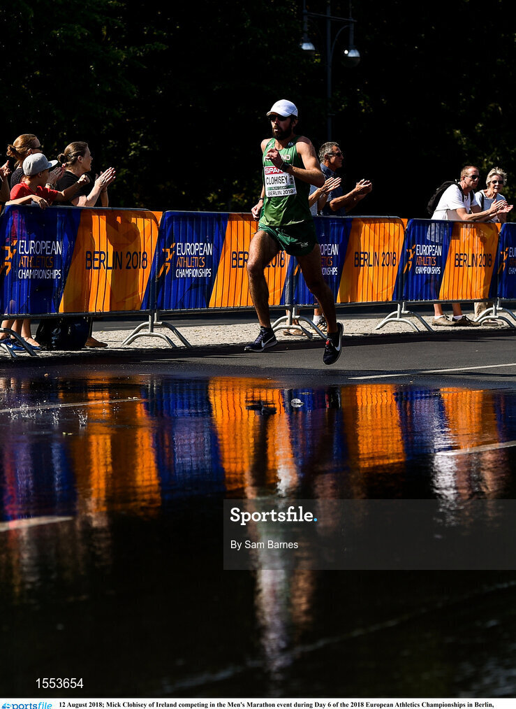 12 August 2018; Mick Clohisey of Ireland competing in the Men's Marathon event during Day 6 of the 2018 European Athletics Championships in Berlin, Germany. Photo by Sam Barnes/Sportsfile