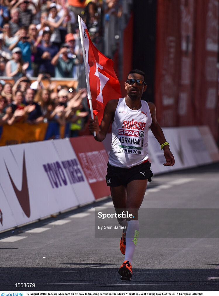 12 August 2018; Tadesse Abraham on his way to finishing second in the Men's Marathon event during Day 6 of the 2018 European Athletics Championships in Berlin, Germany. Photo by Sam Barnes/Sportsfile