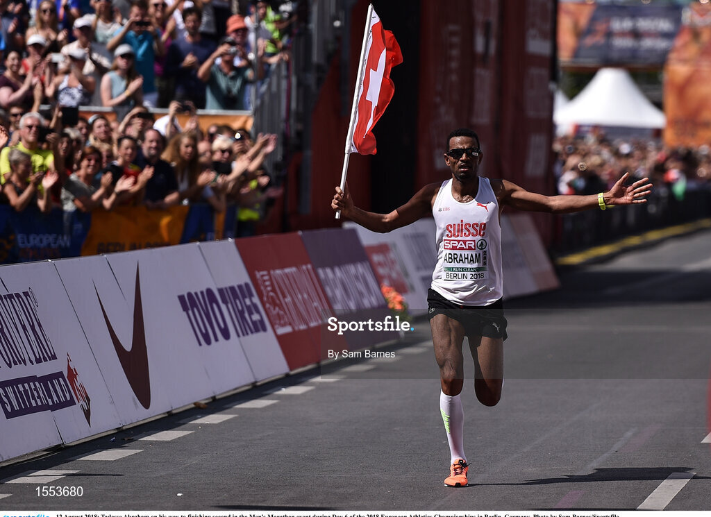 12 August 2018; Tadesse Abraham on his way to finishing second in the Men's Marathon event during Day 6 of the 2018 European Athletics Championships in Berlin, Germany. Photo by Sam Barnes/Sportsfile