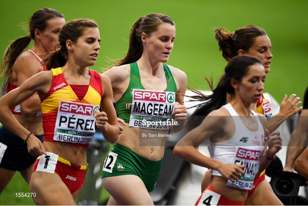 12 August 2018; Ciara Mageean of Ireland, centre, competing in the Women's 1500m Final during Day 6 of the 2018 European Athletics Championships at The Olympic Stadium in Berlin, Germany. Photo by Sam Barnes/Sportsfile