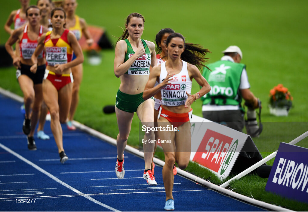 12 August 2018; Ciara Mageean of Ireland, second from right, competing in the Women's 1500m Final during Day 6 of the 2018 European Athletics Championships at The Olympic Stadium in Berlin, Germany. Photo by Sam Barnes/Sportsfile