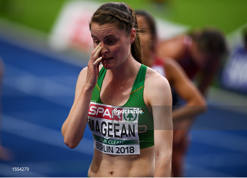12 August 2018; Ciara Mageean of Ireland after finishing fourth in the Women's 1500m Final during Day 6 of the 2018 European Athletics Championships at The Olympic Stadium in Berlin, Germany. Photo by Sam Barnes/Sportsfile